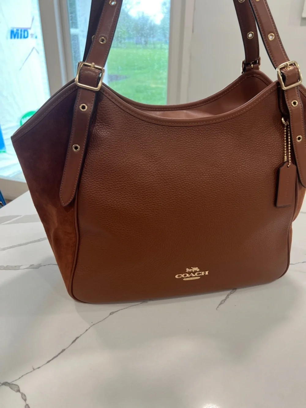 Coach Chestnut Brown Leather Suede Tote - Picture 5 of 14
